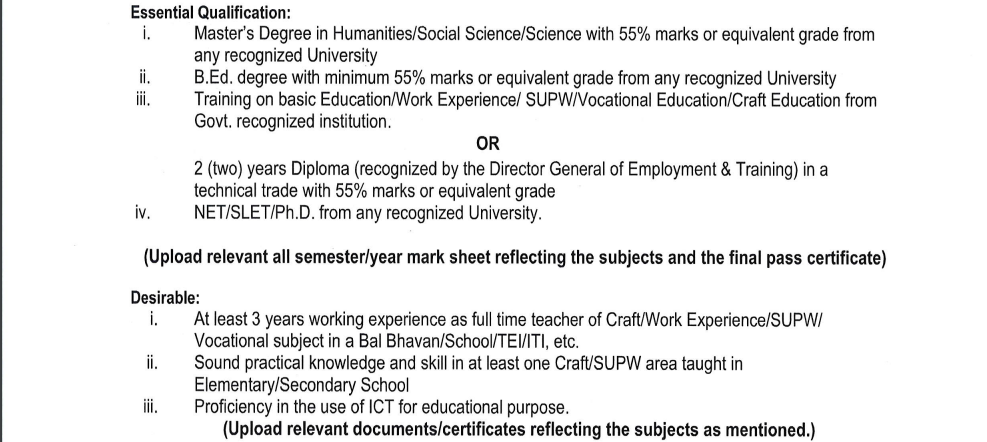 Educational qualification for DIET Assam Lecturer recruitment