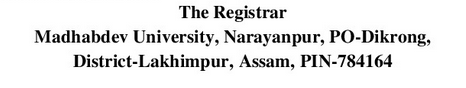 Address for Madhabdev University Recruitment 2024