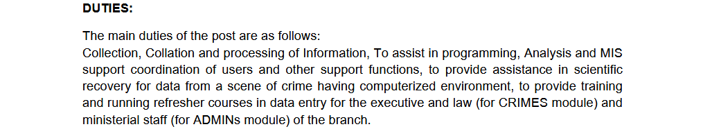 CBI Recruitment 2024 Duties